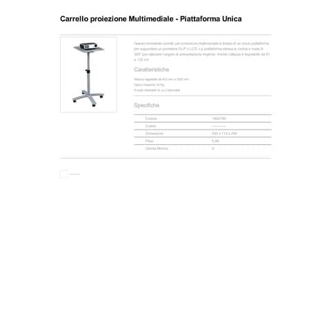 Carrello proiezione Multimediale Nobo Piattaforma unica argento 1900790